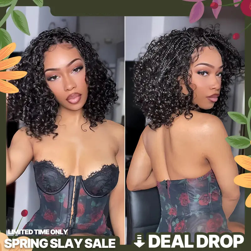 ✨13x6 HD Lace Wig Glueless Wear & Go 12” Boho Braids Water Wave Pre-Cut Lace Wig – Premium Fiber, Beginner Friendly