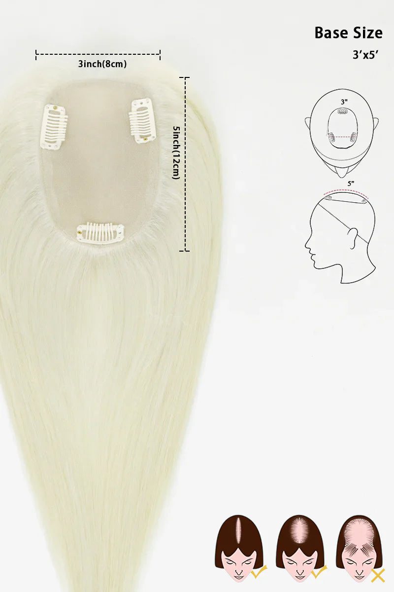 Flavia Silk Top Remy Human Hair Topper #Platinum Blonde #60