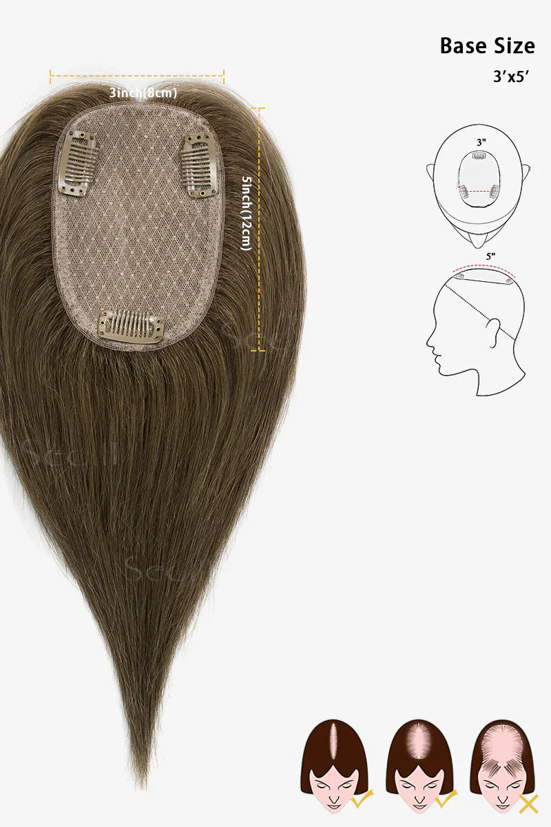 Flavia Silk Top Remy Human Hair Topper Light Brown #6