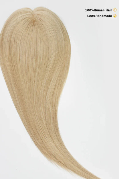 Flavia Silk Top Remy Human Hair Topper Dark Blonde with Light Blonde #P10/16 Lighter