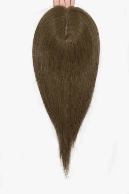 Flavia Silk Top Remy Human Hair Topper Dark Ash Blonde Brown