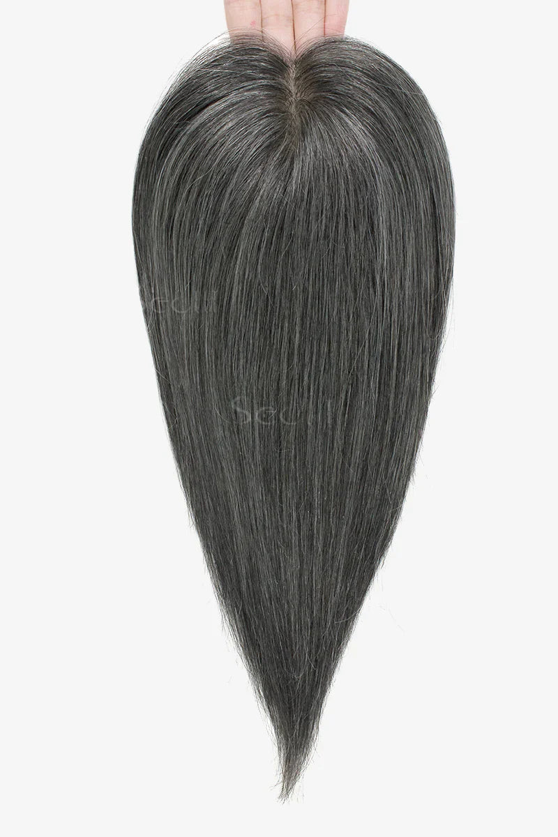 Flavia Silk Top Remy Human Hair Topper #Dark Grey