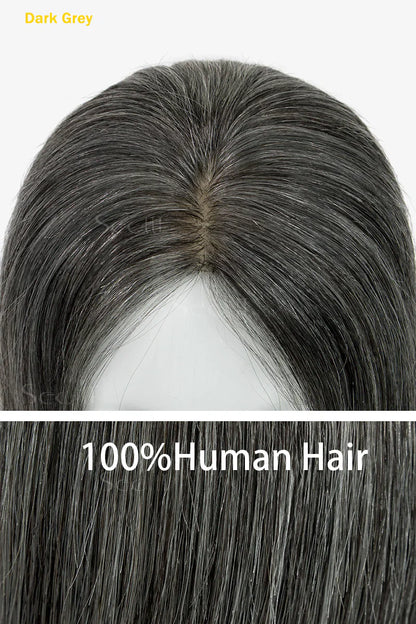 Flavia Silk Top Remy Human Hair Topper #Dark Grey