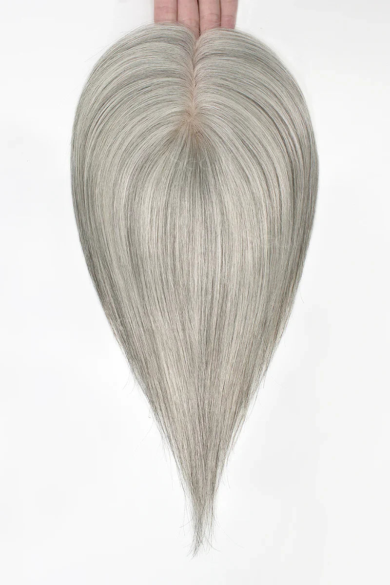 Flavia Silk Top Remy Human Hair Topper #Light Salt and Pepper Grey