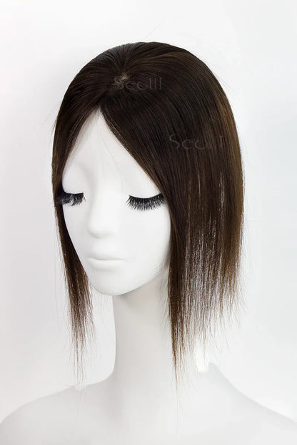 Flavia Silk Top Remy Human Hair Topper Dark Brown/Chocolate Brown #T2/3
