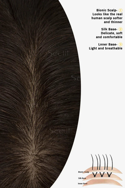 Flavia Silk Top Remy Human Hair Topper Dark Brown/Light Brown #T2/6