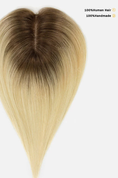 Flavia Silk Top Remy Human Hair Topper Light Blonde With Highlights #T4/16/613