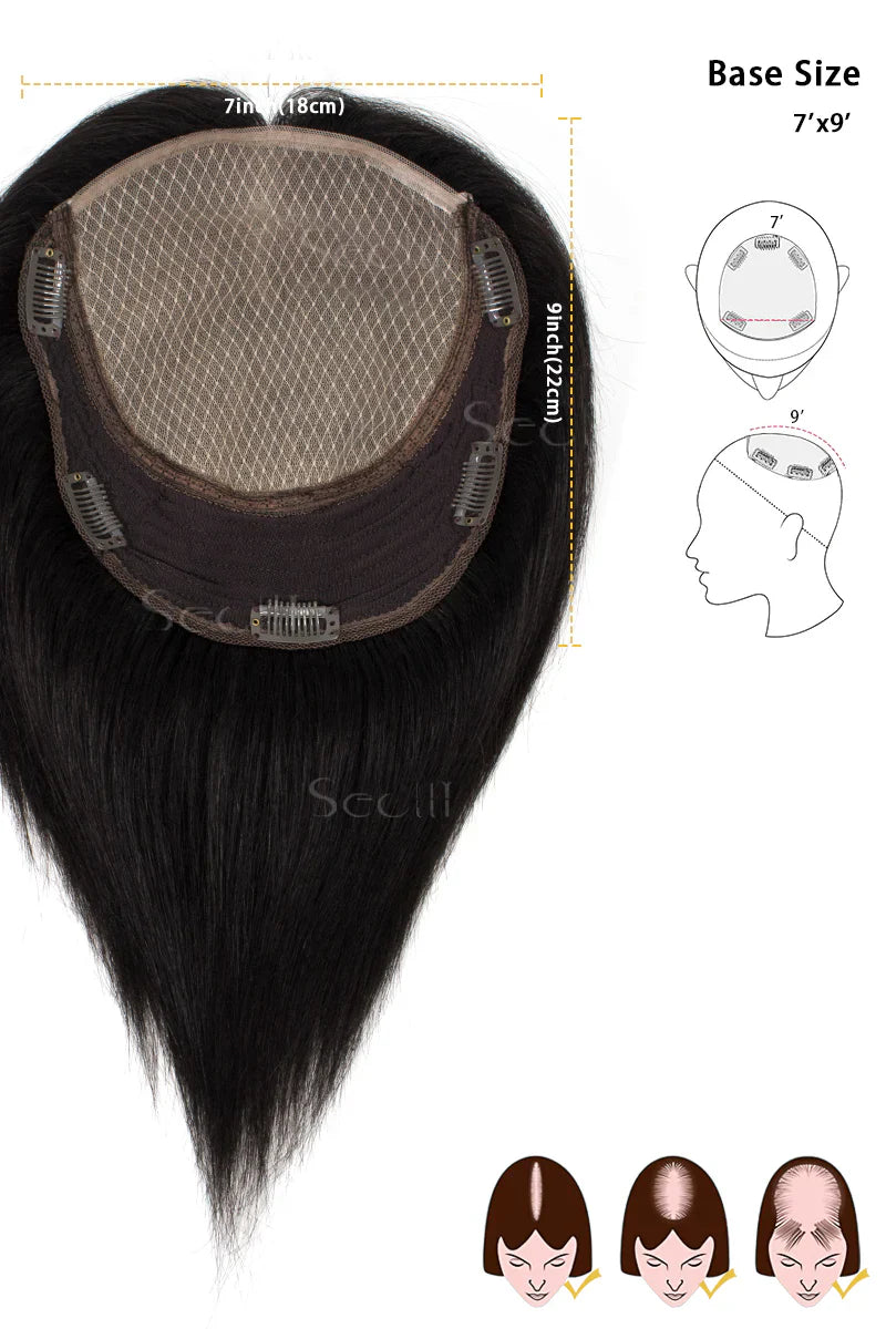 Carlin Human Hair Topper Natural Black #1B
